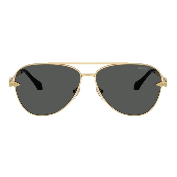 NEW VERSACE SUNGLASSES GOLD GREY AVIATOR VE2283 1002/87 VERSACE VE2283 100287 - Picture 2 of 3